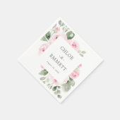 Roze Rose Floral Eucalyptus Wedding Napkins Servet (Hoek)