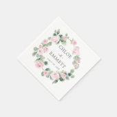 Roze Rose Floral Eucalyptus Wedding Napkins Servet (Hoek)