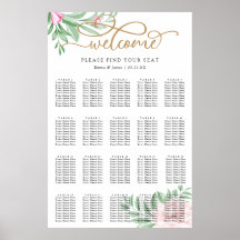 Roze Rose Floral Eucalyptus Wedding Seding Chart