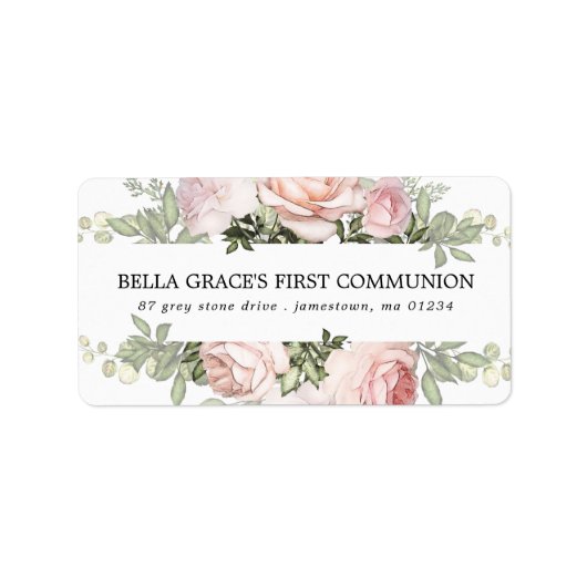 Roze Rose Floral First Community Address Label (Voorkant)