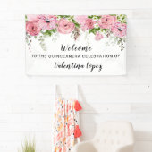 Roze Rose Floral First Community Welkom Spandoek (Insitu)