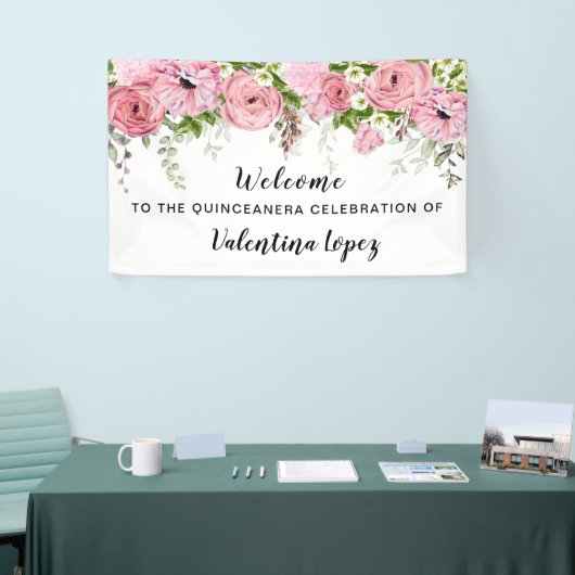 Roze Rose Floral First Community Welkom Spandoek (Beurs)
