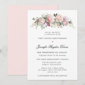 Roze Rose Floral First Death Jubileum Kaart (Voorkant / Achterkant)