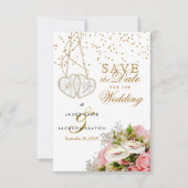 Roze Rose Floral Flowers Save the Date (Voorkant)