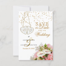 Roze Rose Floral Flowers Save the Date