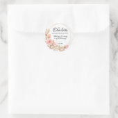 Roze Rose Floral Gepersonaliseerde doop Ronde Sticker (Tas)