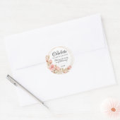 Roze Rose Floral Gepersonaliseerde doop Ronde Sticker (Envelop)