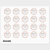 Roze Rose Floral Gepersonaliseerde doop Ronde Sticker (Vel)