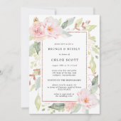 Roze Rose Floral Gold Bridal Brunch Bubble Kaart (Voorkant)