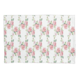 Roze Rose Floral Green Leaves Pillow Hoesje Kussensloop