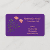 Roze Rose Floral Green Stem Paars Trendy Visitekaartje (Voorkant)