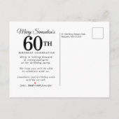 Roze Rose Floral Greenery 60th Birthday Uitnodiging Briefkaart (Achterkant)