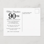 Roze Rose Floral Greenery 90th Birthday Uitnodiging Briefkaart (Achterkant)