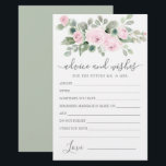 Roze Rose Floral Greenery Advice and Wishes Card<br><div class="desc">Een prachtige roze roze roze roze topje aan de florale grens dit Advies en de Verbruikskaart. Stuur me een bericht als je meer overeenkomende producten nodig hebt.</div>