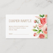 Roze Rose Floral Greenery Baby Diaper Raffle Informatiekaartje (Voorkant)