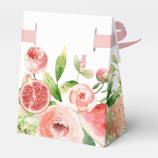 Roze Rose Floral Greenery Girl Baby shower Bedankdoosjes (Achterkant)