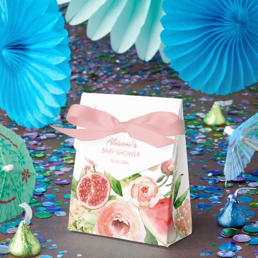 Roze Rose Floral Greenery Girl Baby shower Bedankdoosjes