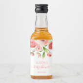 Roze Rose Floral Greenery Girl Baby shower Mini Likeurfles Etiket (Voorkant)