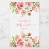 Roze Rose Floral Greenery Girl Baby shower Mini Wijn Etiket (Enkel label)