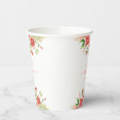 Roze Rose Floral Greenery Girl Baby shower Papieren Bekers (Links)