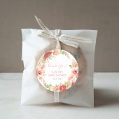 Roze Rose Floral Greenery Girl Baby shower Ronde Sticker