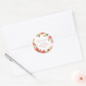 Roze Rose Floral Greenery Girl Baby shower Ronde Sticker (Envelop)