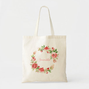 Roze Rose Floral Greenery Girl Baby shower Tote Bag