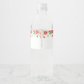 Roze Rose Floral Greenery Girl Baby shower Waterfles Etiket (Achterkant)