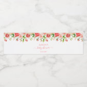 Roze Rose Floral Greenery Girl Baby shower Waterfles Etiket (Enkel label)