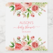 Roze Rose Floral Greenery Girl Baby shower Wijn Etiket (Enkel label)