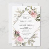 Roze Rose Floral Modern Waterolor Wedding Kaart (Voorkant)
