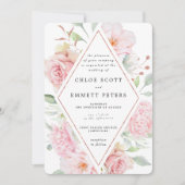 Roze Rose Floral Modern Waterolor Wedding Kaart (Voorkant)