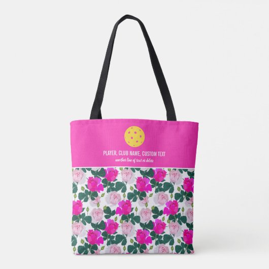 Roze Rose Floral Pattern Custom Pickleball Paddle Tote Bag (Achterkant)