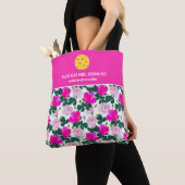 Roze Rose Floral Pattern Custom Pickleball Paddle Tote Bag (Dichtbij)