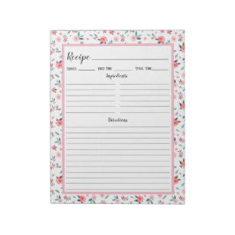 Roze Rose Floral Pattern Recipe Notitieblok