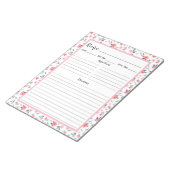 Roze Rose Floral Pattern Recipe Notitieblok (Schuin)