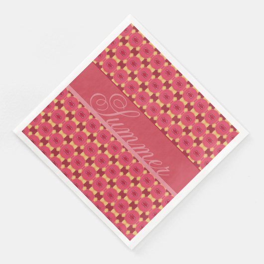 Roze Rose Floral Pattern Servet (Hoek)