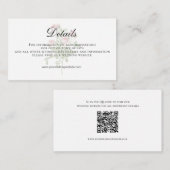 Roze Rose Floral QR Code Weddenschap Details Informatiekaartje (Voorkant / Achterkant)