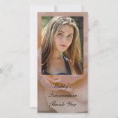 Roze Rose Floral Quinceañera Hartelijk dank Bedankkaart (Voorkant)