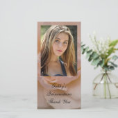 Roze Rose Floral Quinceañera Hartelijk dank Bedankkaart (Staand voorkant)