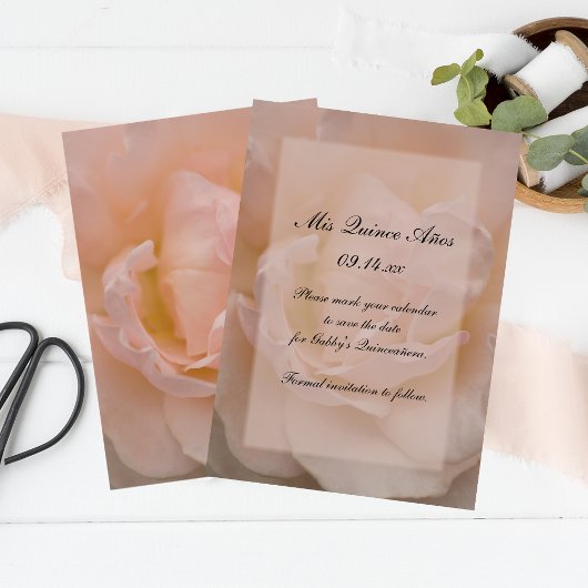 Roze Rose Floral Quinceañera Save the Date