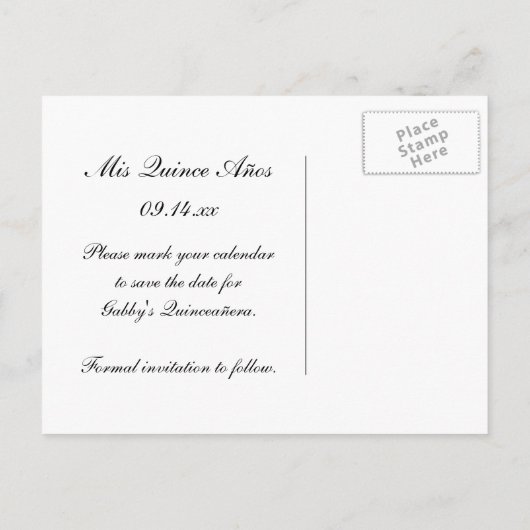 Roze Rose Floral Quinceañera Save the Date Aankondigingskaart (Achterkant)