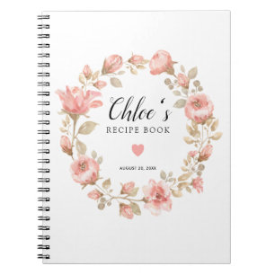 Roze Rose Floral Recipe Book Notitieboek