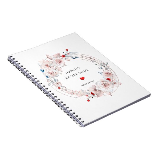 Roze Rose Floral Recipe Book Notitieboek (Rechterzijde)