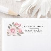 Roze Rose Floral Return Address Label (Insitu)