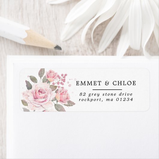 Roze Rose Floral Return Address Label (Insitu)