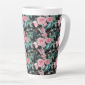 Roze Rose Floral Rozen  Cabbage Flower Latte Mok (Rechterhoek)
