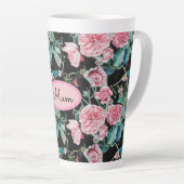 Roze Rose Floral Rozen  Cabbage Moeder Latte Mok (Rechterhoek)