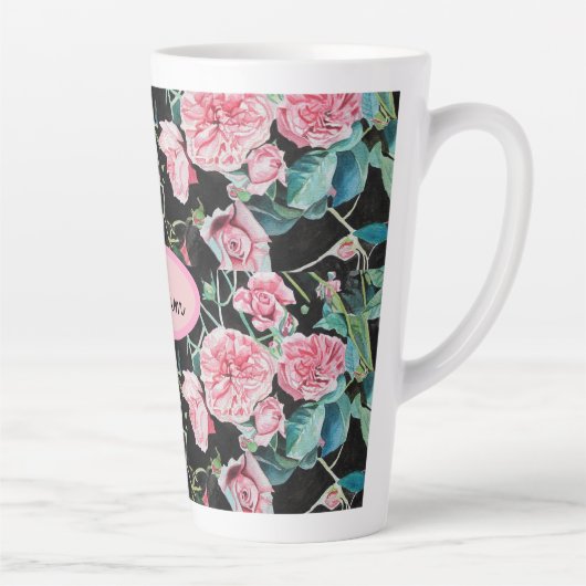 Roze Rose Floral Rozen Cabbage Moeder Latte Mok (Rechts)