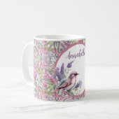 Roze Rose Floral Scroll Koffie Mok (Voorkant links)
